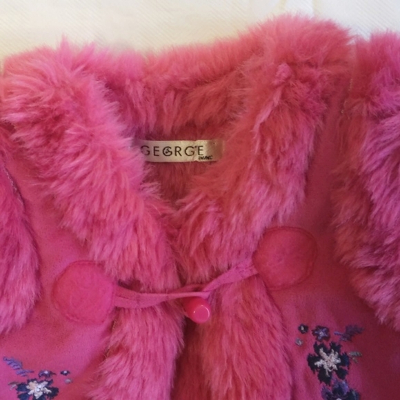 george floral embroidered faux fur faux suede toggle vest 6 months baby girl - Picture 3 of 8